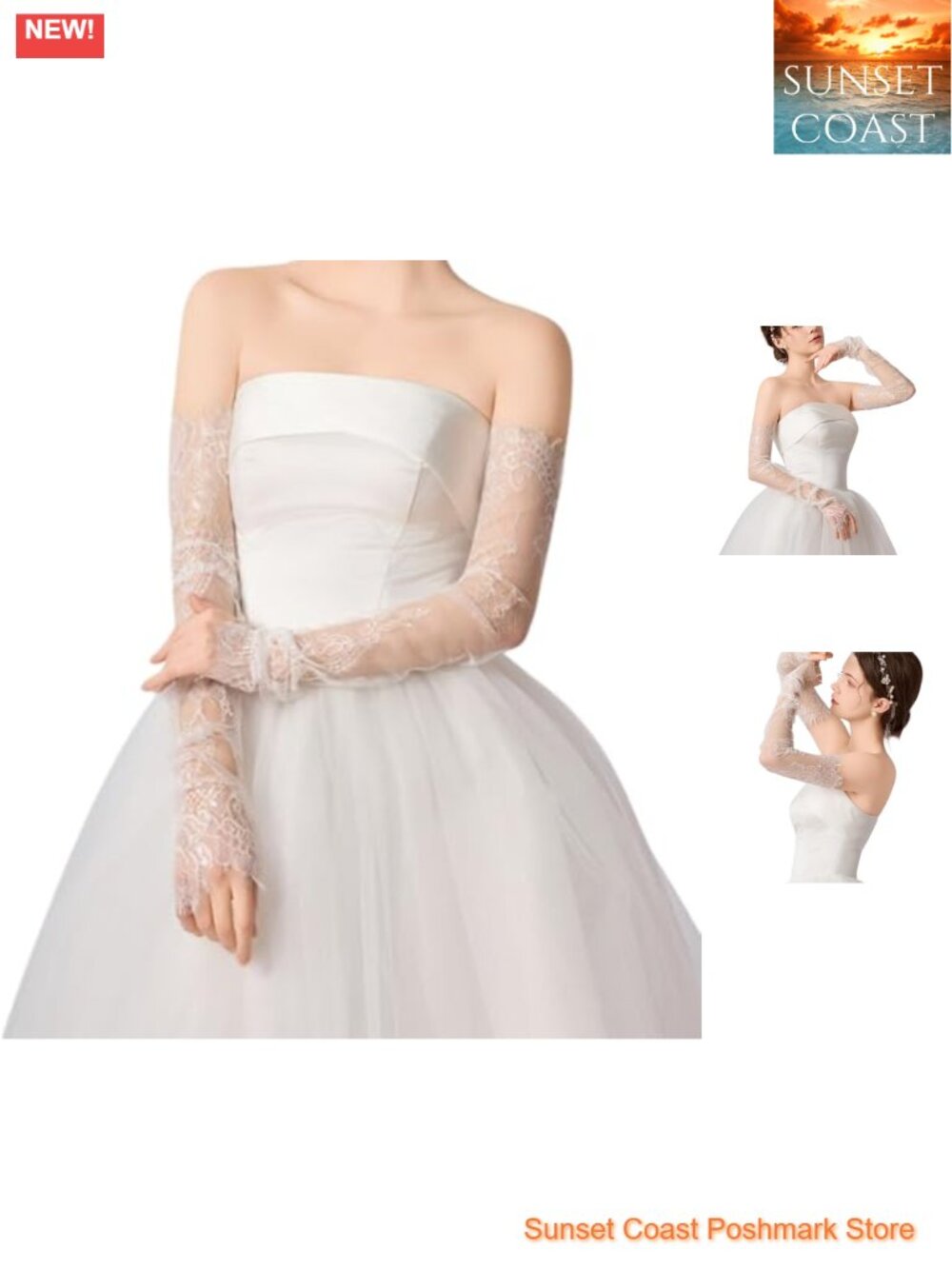 Fingerless Lace Bridal Gloves Sheer Tulle Mesh Arm Sleeves